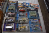 Assorted Hot Wheels Cars on Cards: Pro Racing, Pro Circuit, Suburban Series, Racing Champions