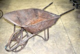 Vintage Steel Wheeled Wheel Barrow, Cracks in Sides