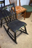 Vintage Painted Children's Rocker, Painted Chair