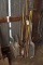 Assorted Handled Tools: Aluminum Shovels, Pitch Fork, Shovels and More