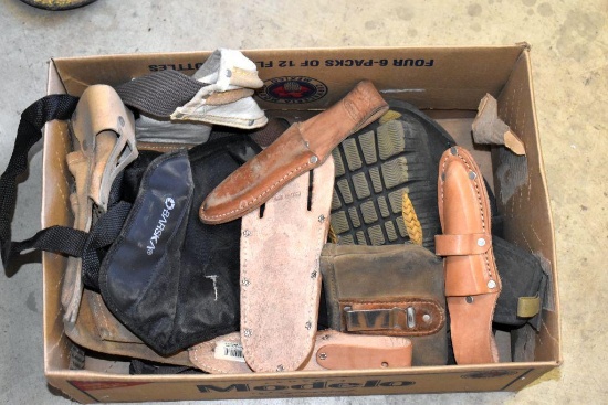 Work Tool Belt, Knee Pads, Leather Sheaths