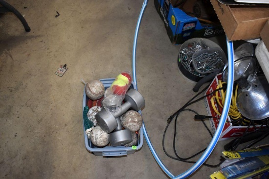 Weights, Softballs, Tennis Balls, Hula Hoop