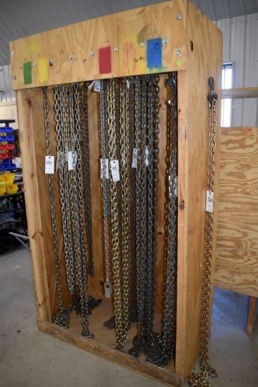 84"x24"x48" Wood Chain Display Shelf with Metal Hanging Rack