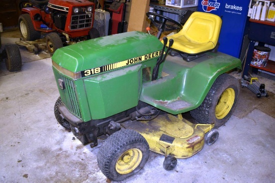 John Deere 318 Garden Tractor, 50" Deck, 1980 Hours Showing, Hydro, SN: M00318X366453,