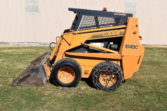 Case 1845C Diesel Skid Loader, 5234 Hours, Aux. Hyd., Sims Enclosed Cab, Runs & Drives, Sells with