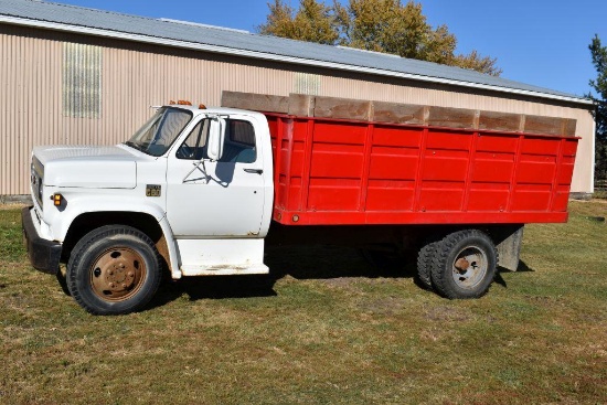 1973 Chevy C-60 Single Axle Grain Truck, 6 Cyl., 5x2 Trans., 27,824 Miles, with 15' Box and Hoist,