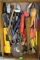 Assorted Tools: Tin Snips, Hammer, Driver, Pliers, Crescent Wrench, Flashlight and More
