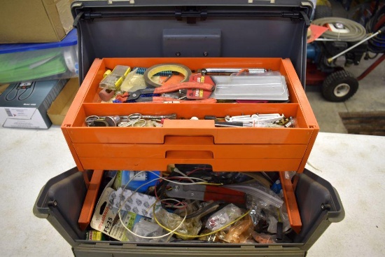 Plastic Tool Box with Electrical Supplies