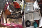 (2 Boxes) Electrical Supplies and Tape, Strobe Light, Hardware and More