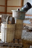 Pallet of Assorted Totes, Live Trap, Pails