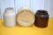 Preserve Jar with no Lid, Large Butter Tub, Brown Top Preserve Jar; Items may be Damaged