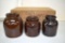 (3) Brown Glazed Albany Slips: Assorted Sizes