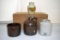(4) Stoneware Items: Brown Top Jug, Bottom Marked; Preserve Jar, Bottom Marked; Snuff Jar; Brown