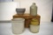 Zinc Crocks, Zinc Butter Tub, (2) Marx Stoneware Advertising Bowls, Raised Lettering Advertising