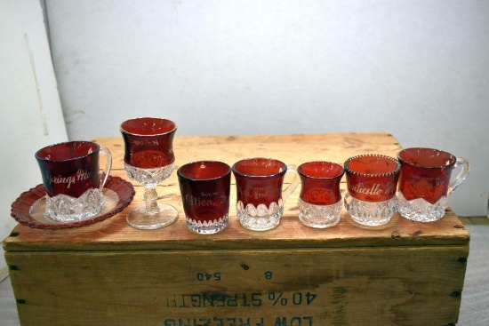 (10) Ruby Flash Souvenirs: Monticello, St. Paul, Ada, Whittenburg, Utica, SD, Excelsior Springs, MI,