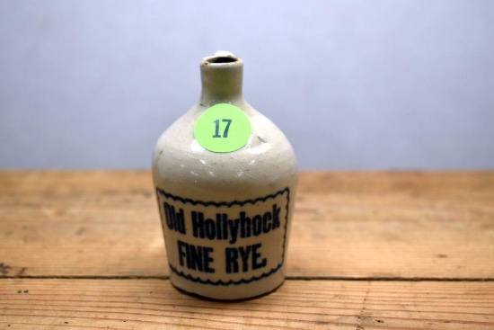 Mini Jug, "Old Hollyhock Fine Rye" Advertising, 3" Tall