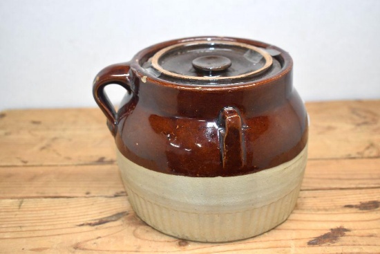 Red Wing Bean Pot, 1 Handle, Has Lid, 4.5" Tall