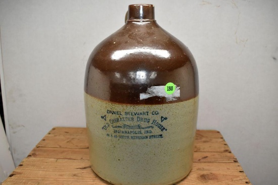 Brown Top Advertising Jug, "Daniel Stewart Co "Old Gibralter Drug House" Indianapolis, Ind."