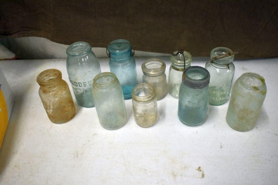 Canning Jars, Clear and Blue