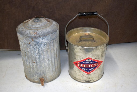 Metalware Can with Lid and Handle, Galvanized Can with Spout