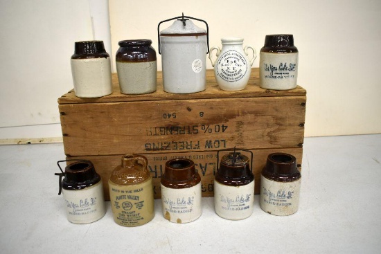 (5) Stoneware Horse Radish Preserve Jars, Other Small Preserve Jars