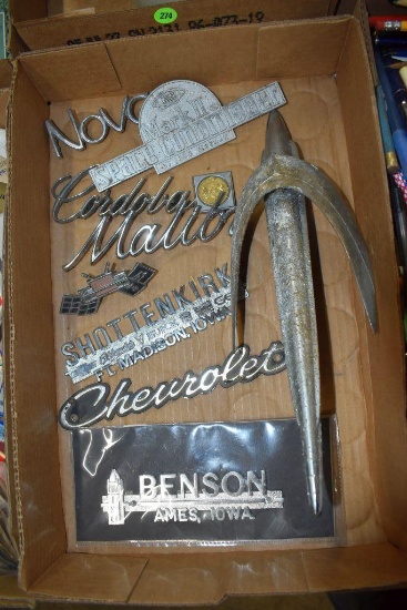 Vintage Car Hood Emblem, Assortment of Other Car Emblems
