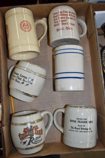 (6) Assorted Mugs with Beer and Liquor Advertising, Some May have Damage