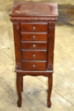 Jewelry Chest, 5 Drawers, Flip Open Top, Queen Anne Legs, 37