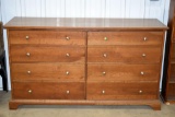 Maple Finish Dresser, 8 Drawer, 64