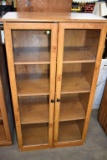 Birdseye Maple Framed Book Case, Glass Front, 3 Tier, 29.5