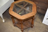 Oak Glass Top End Table, 21