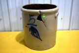 Red Wing 5 Gallon Crock, Salt Glaze, Damaged, 13