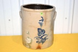 Salt Glazed 4 Gallon Crock, Cobalt Blue Markings, Small Hairline, 12