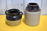 Double Handled Bean Pot, Brown Pot Preserve Jar