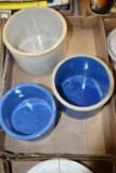 Red Wing Butter Tub, Bottom Marked, (2) Blue Butter Tubs