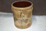 Salt Glazed 6 Gallon Crock, Cobalt Bee Sting, Hairline Cracking, 14
