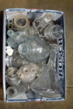 Assortment of Bottles: Clear, Colored, Tall, Short