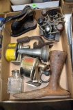 Primitive Metal Shoe, Oil Bottle Spouts, Pencil Sharpeners, Vintage Stamper, Vintage Stampers on
