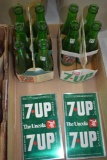 7Up 6 Pack Bottle Holders with 7Up Bottles and 7Up Cans