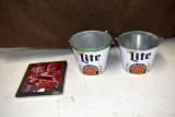 Dale Earnhardt Clock, (3) Liquor Advertising Galvanized Pails