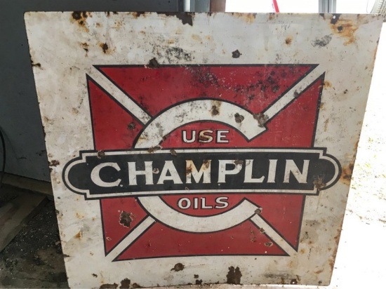 "Use Champlin Oils" metal sign