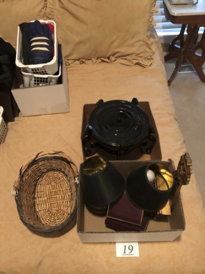 Basket, set of lamps,