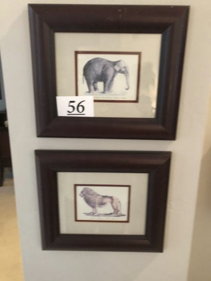 Elephant and lion framed art