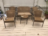 Wicker and metal patio furniture