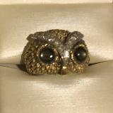 Owl ring set with 2 blue