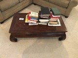 Wood coffee table and misc. books