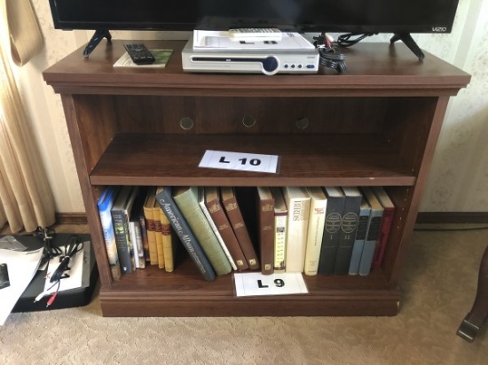 TV stand with 2 shelves.