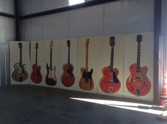 (7) Paintings  of Guitars which include: Gretsch Guitar 8' x 3'6", Gibson G
