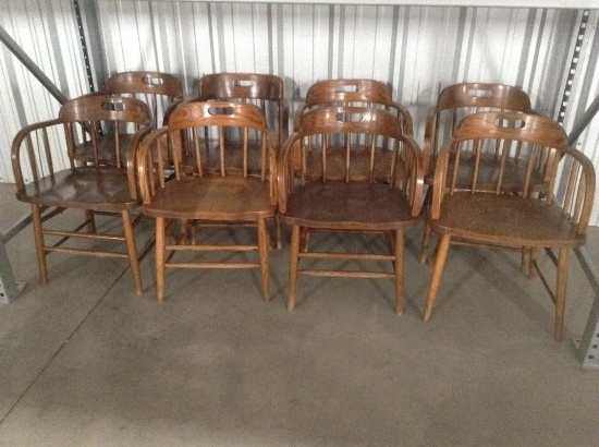 (8) Oak Wooden Chairs From Old Potter County Court House From Old Potter Co