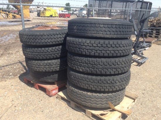 (9) 22.5 Semi Tires w/Rims